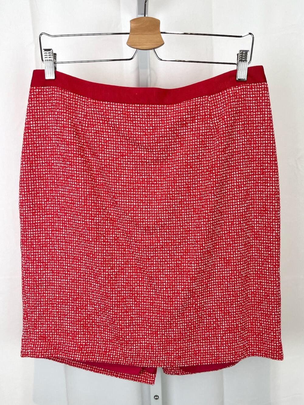 BODEN Petite Textured Modern Pencil Skirt Size UK 14P US 10P Straight Red Ivory